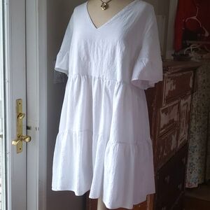 Flowy Cotton Blend Dress with Pockets